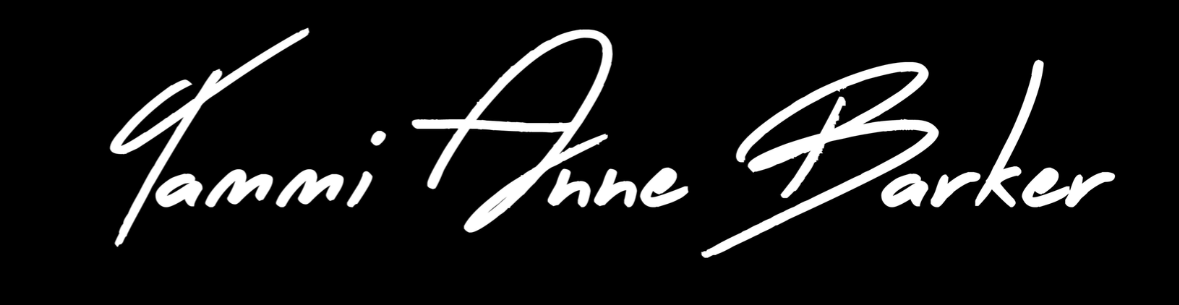 Signature of the name Kammi Thane Barker in white cursive on a black background.