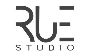 RUE Studio logo in black and white with stylized text