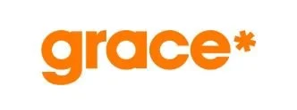 The word 'grace' in bold orange letters with an asterisk.