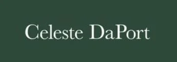The text 'Celeste DaPort' on a dark green background