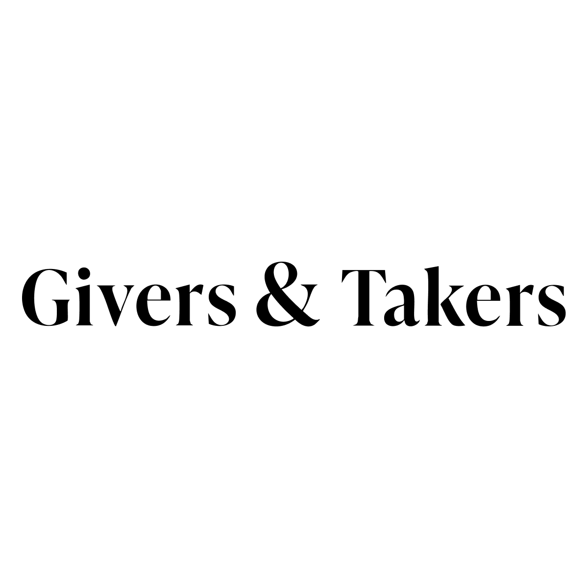 Text on a white background that reads 'Givers & Takers' in black font.