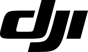 Logotipo da marca DJI em cores pretas.