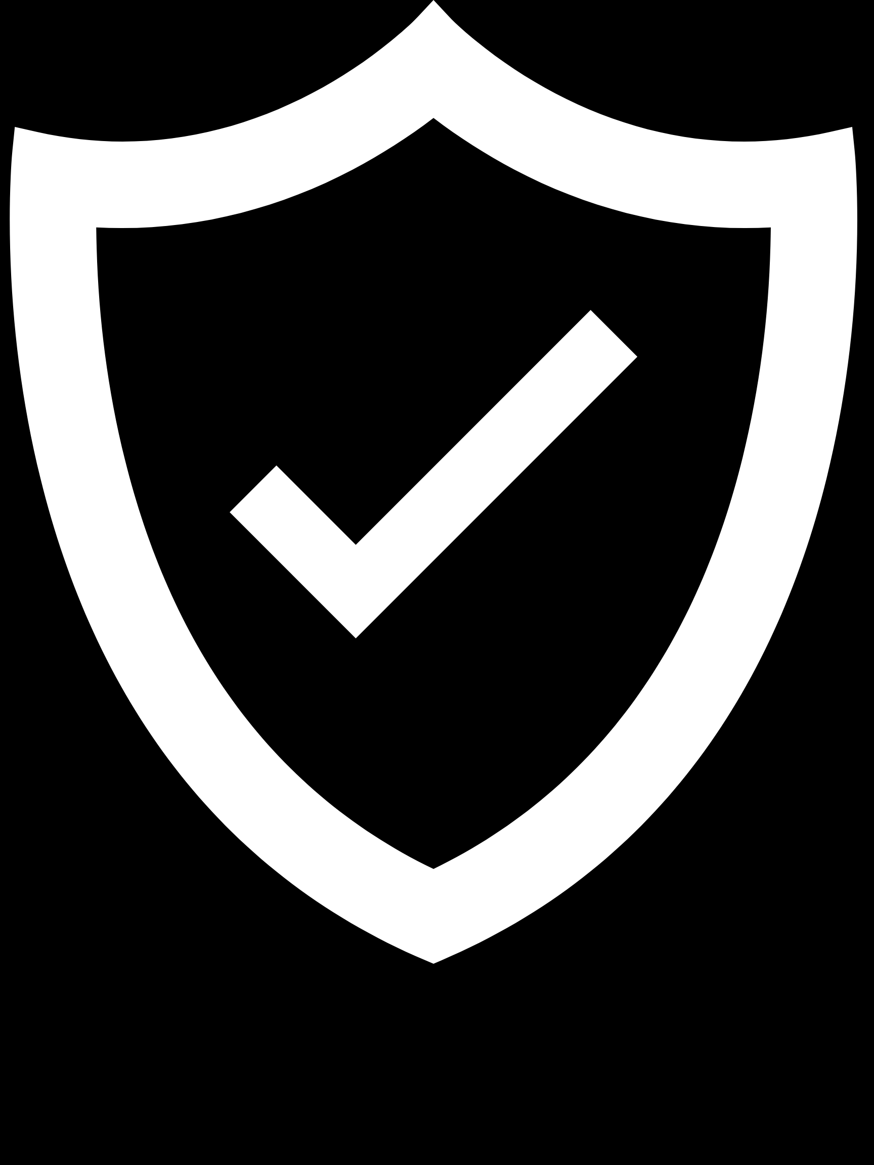 Black and white security shield with a check mark in the center.