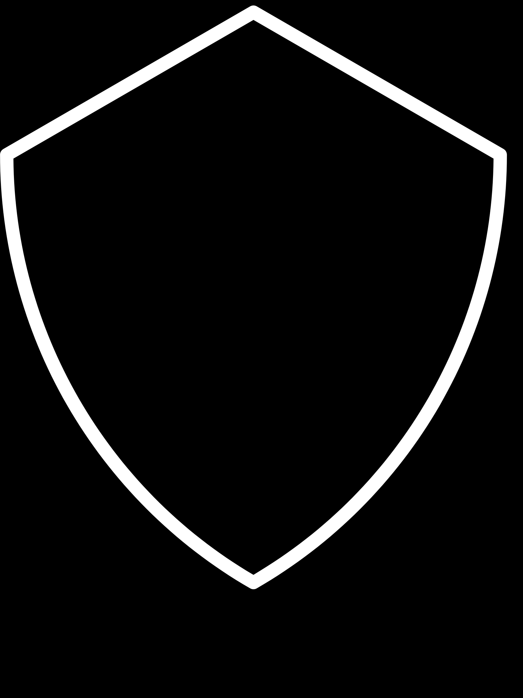 A black shield with white outline, symbolizing protection or security.