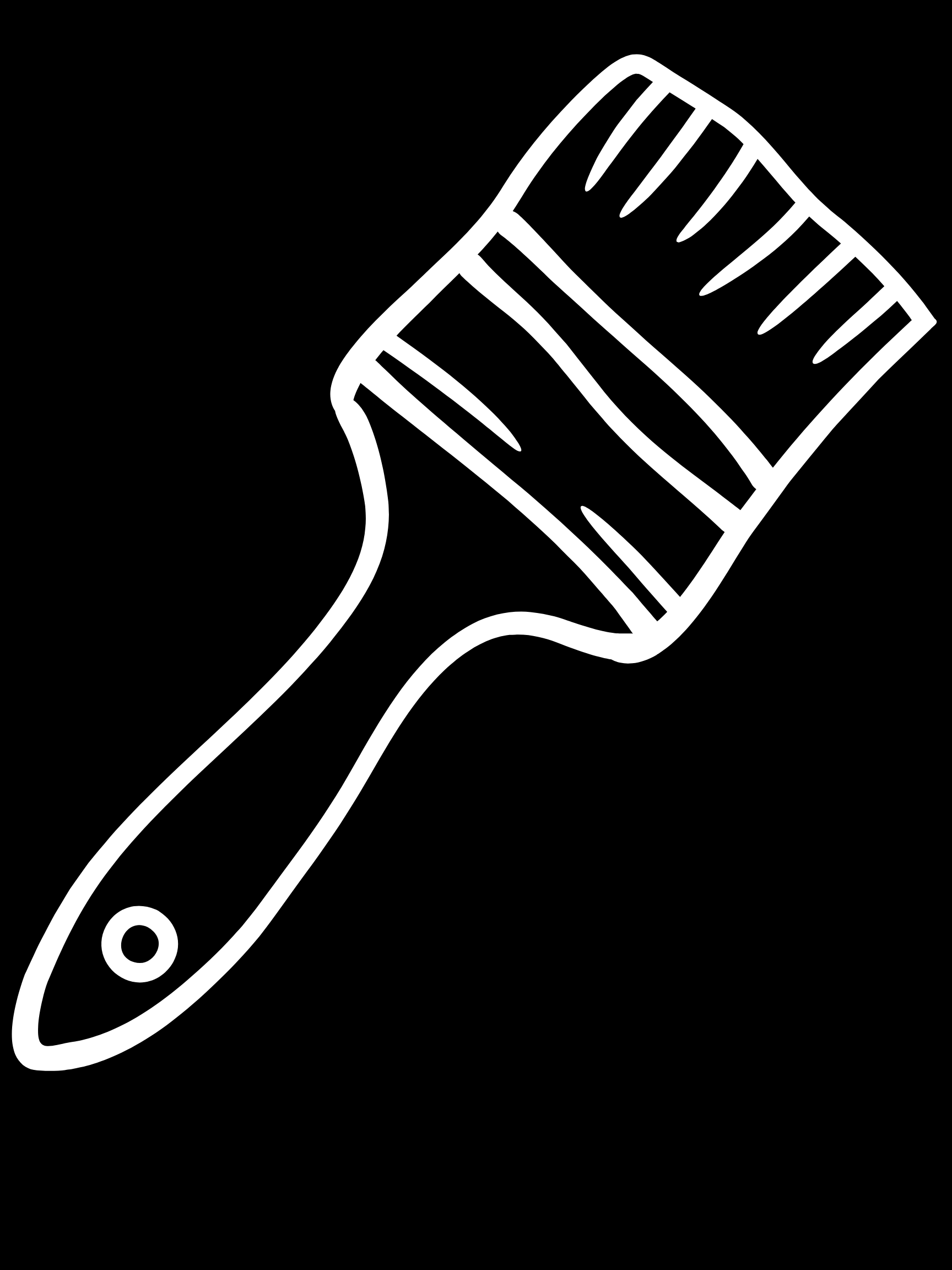 Outline drawing of a hand holding a paintbrush.
