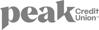 Logo of Peak Credit Union with stylized text
