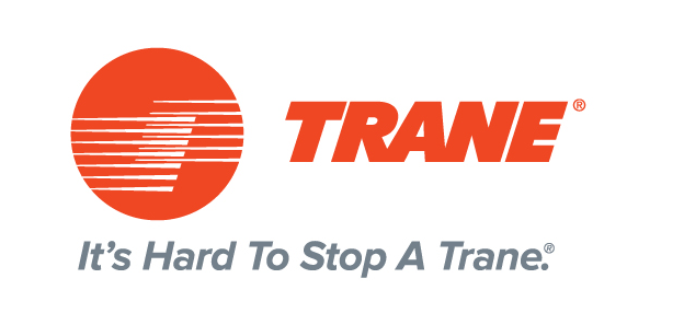Trane logo with red circular emblem and the tagline 'It's Hard To Stop A Trane.'