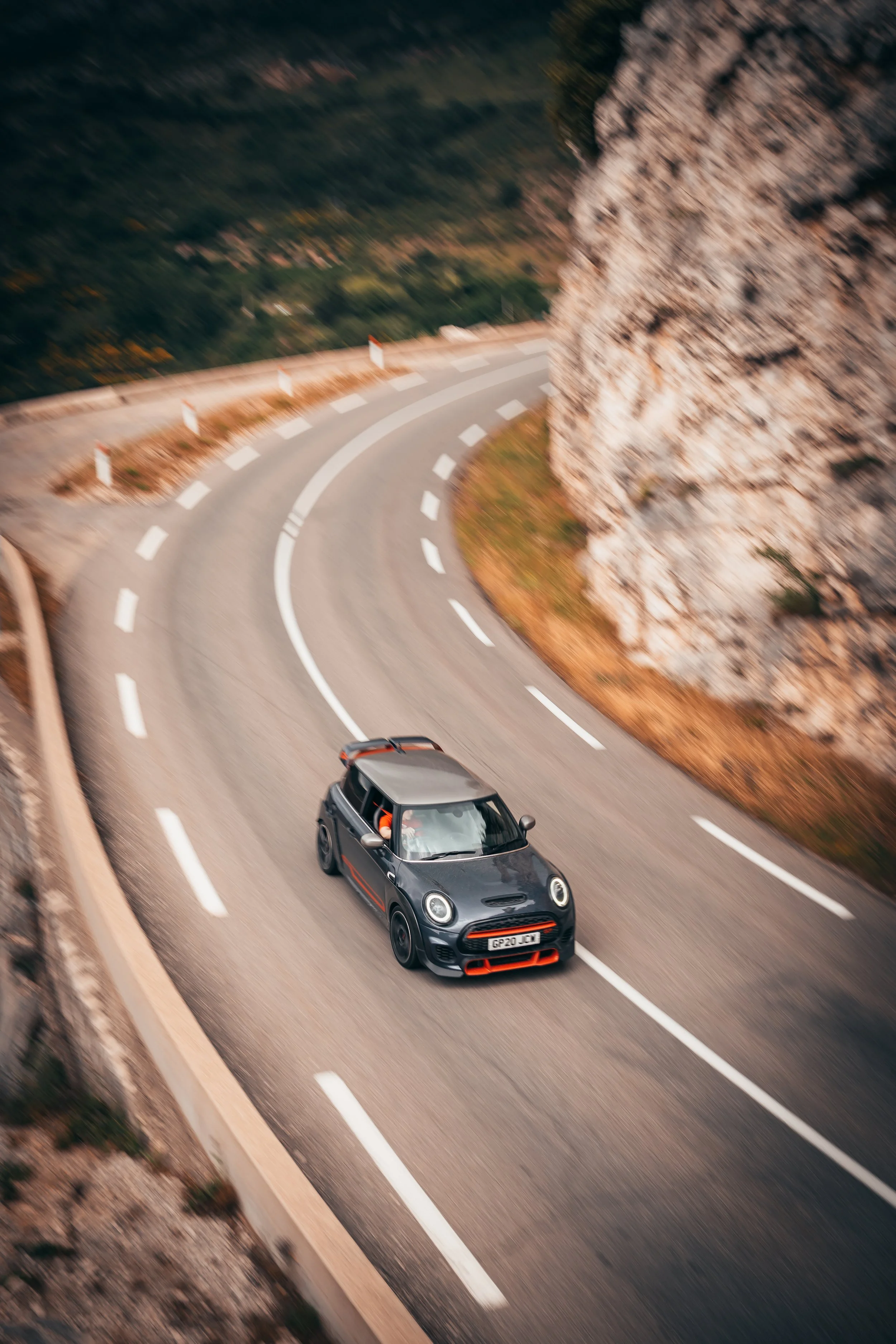 Chasing the Riviera - Fine art print of a Mini GP3 on route Napoleon, perfect for home or office walls