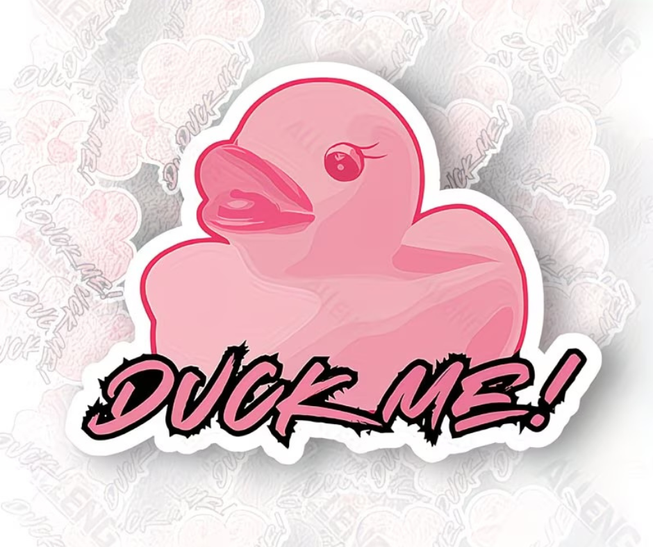 Quirky Pink Duck Vinyl Sticker