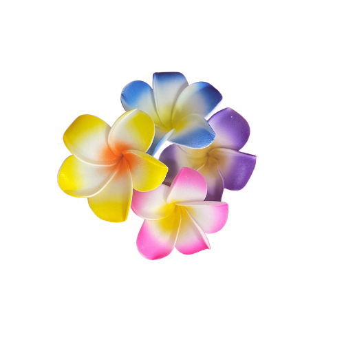 Mini Plumeria Foam Flowers – Soft, Lightweight ($.50)