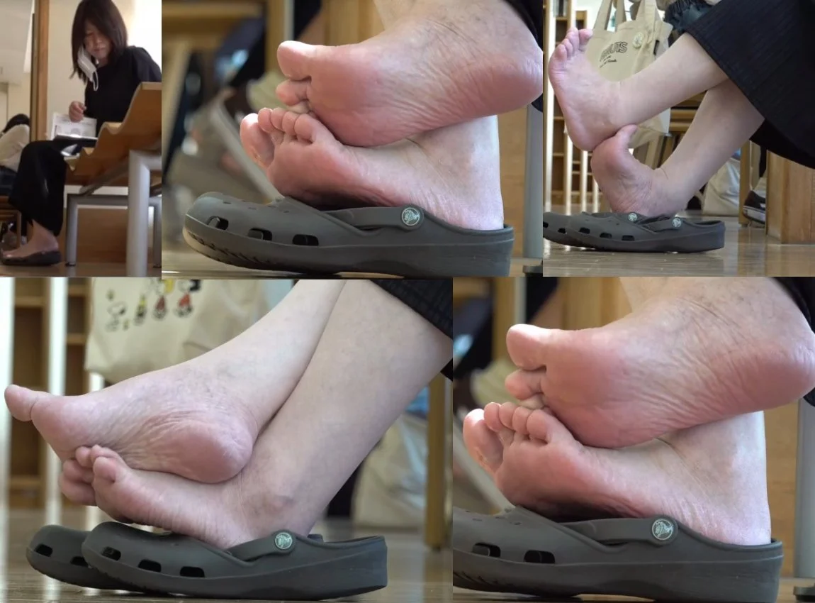 Film 298 - Candid Girl Feet, Mature Asian Crocs Feetrubbing in 4K