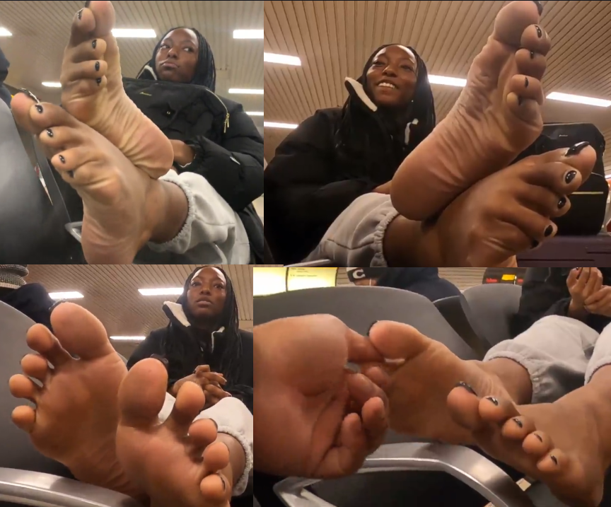 Video 7 - Public Feet Interview, Ebony Airport Soles