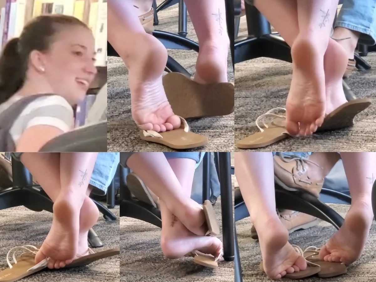 Film 262 - Candid Girl Feet, Sandals Shoeplay Aggressive in College