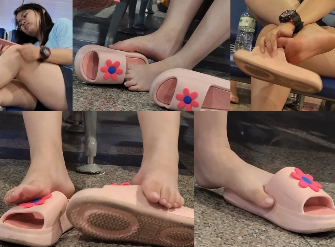Film 309 - Candid Girl Feet, Asian Girl Active Airport Shoeplay