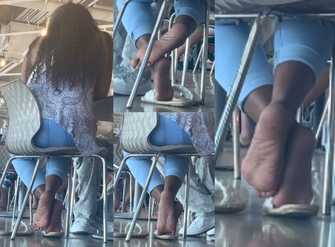 Film 315 - Candid Girl Feet, Dark Ebony Feetrubbing & Shoeplay