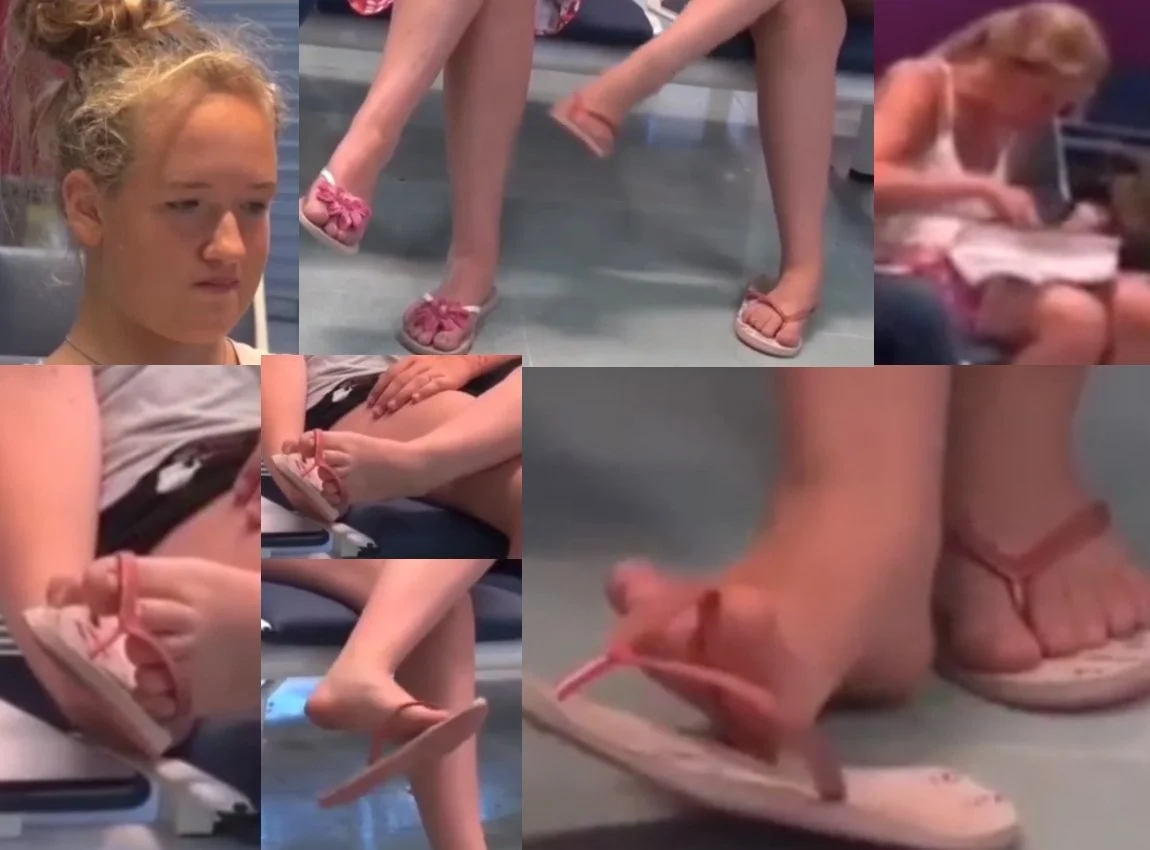 Film 319 - Candid Girl Feet, Double Teen Flip Flop Shoeplay