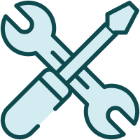 Icon of a wrench and a screwdriver crossed.