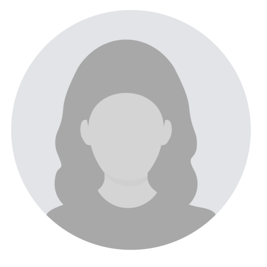 Gray silhouette of a woman with shoulder-length hair inside a circular frame.