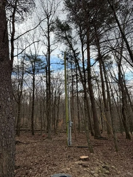 Storm cleanup and brush removal near power lines on a Grundy County property
