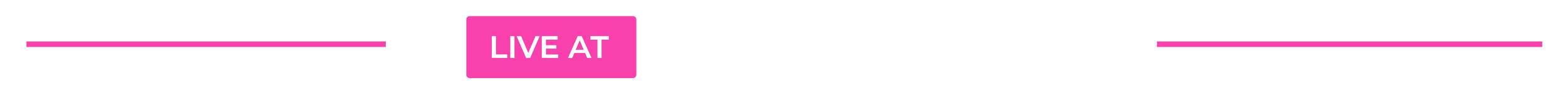 Graphic design featuring pink and white text on a black background with pink horizontal lines, advertising a live event at The Crescendo Tent.