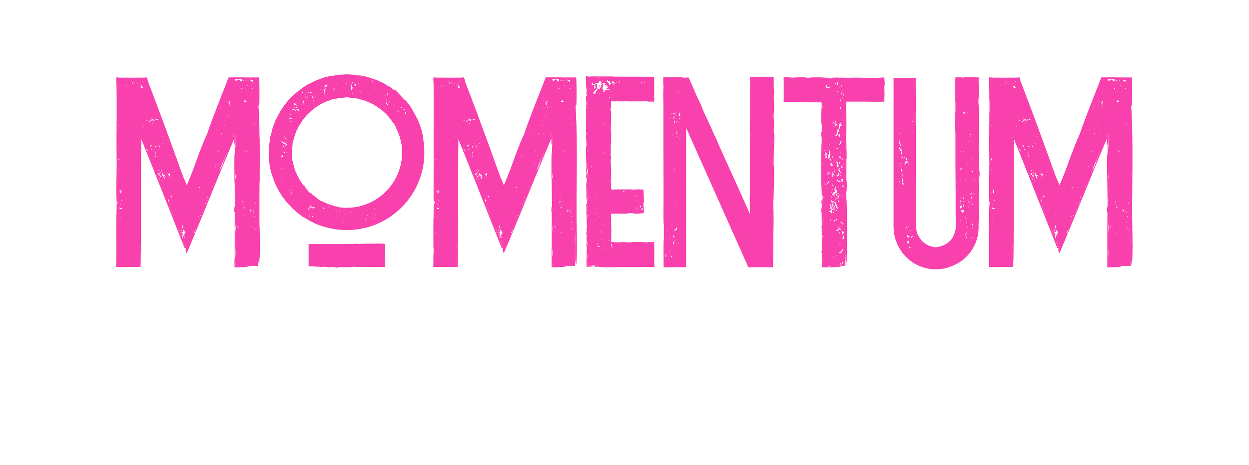 Pink text that reads 'Momentium' with the tagline 'Or more gal way' below in white against a black background.