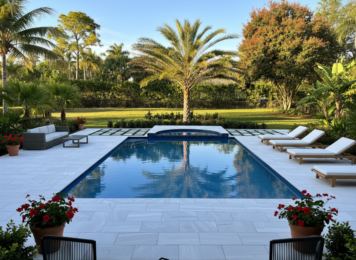 Firefly_Gemini Flash_please make me an image of a modern South Florida pool, spa, and a nice sized pool de 696300.png