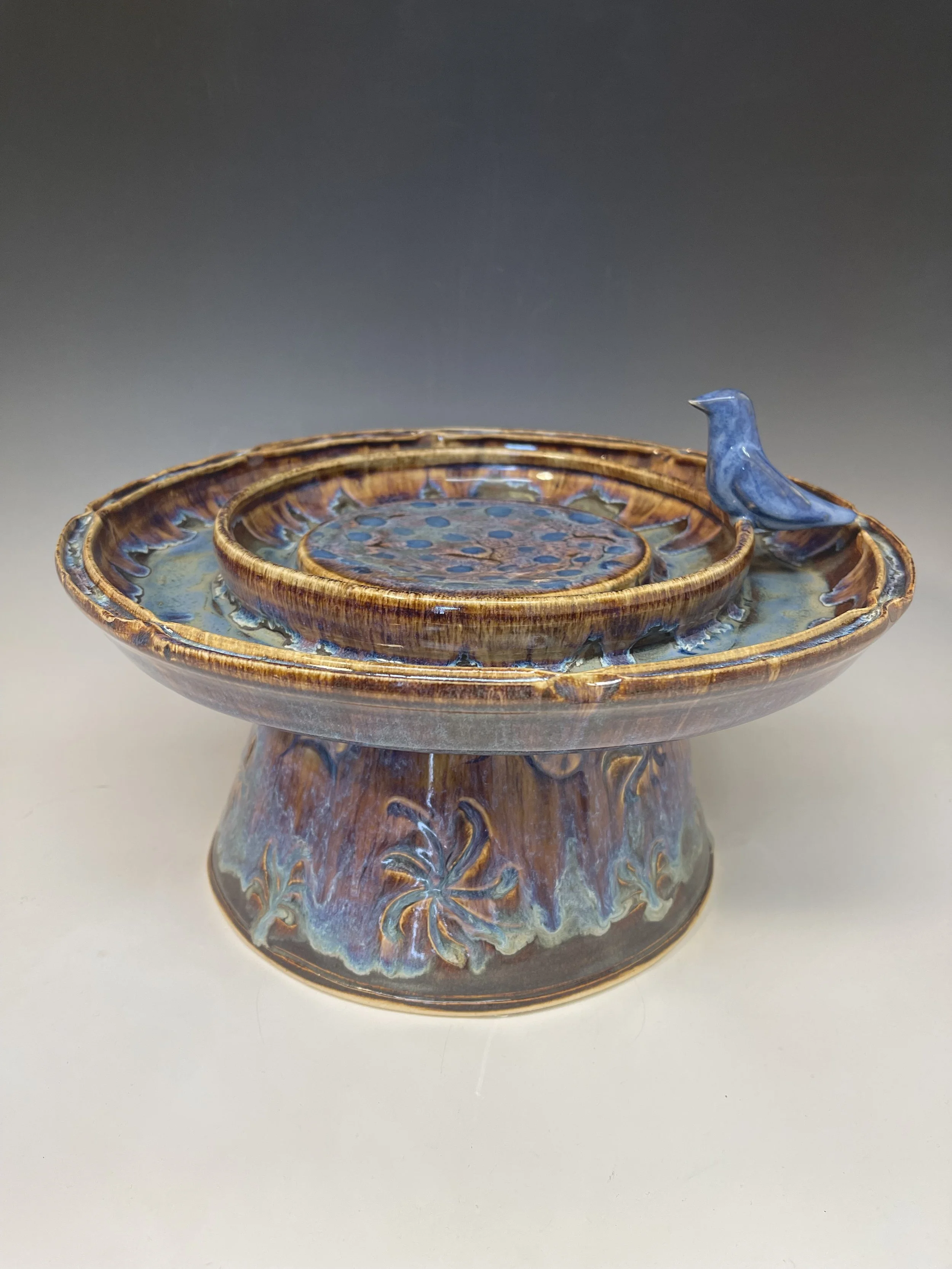 Birdbath with Bluebird