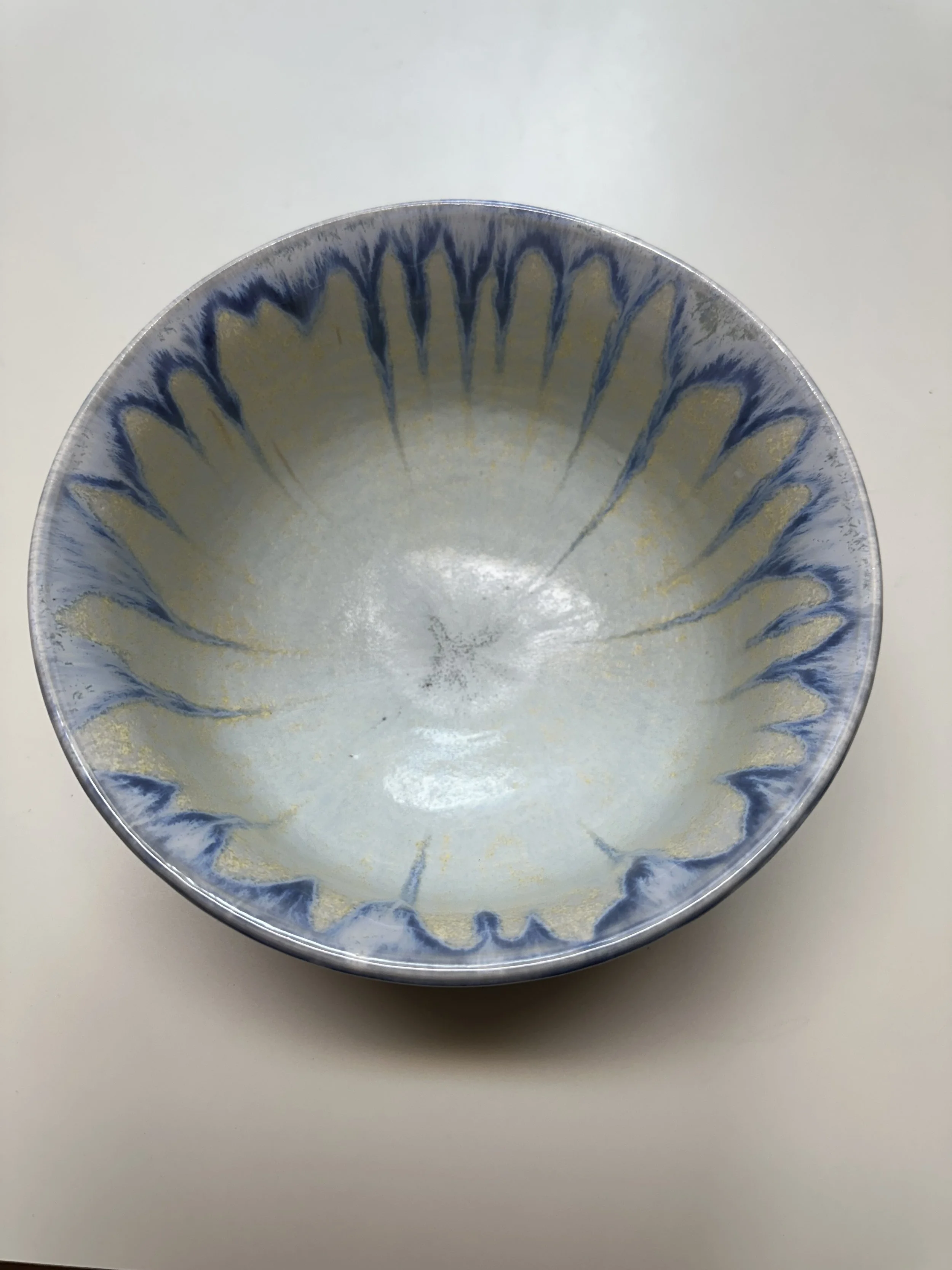 This was a surprise! Tall bowl, 6 inches high, about 8 wide.  Look closely for crystals.