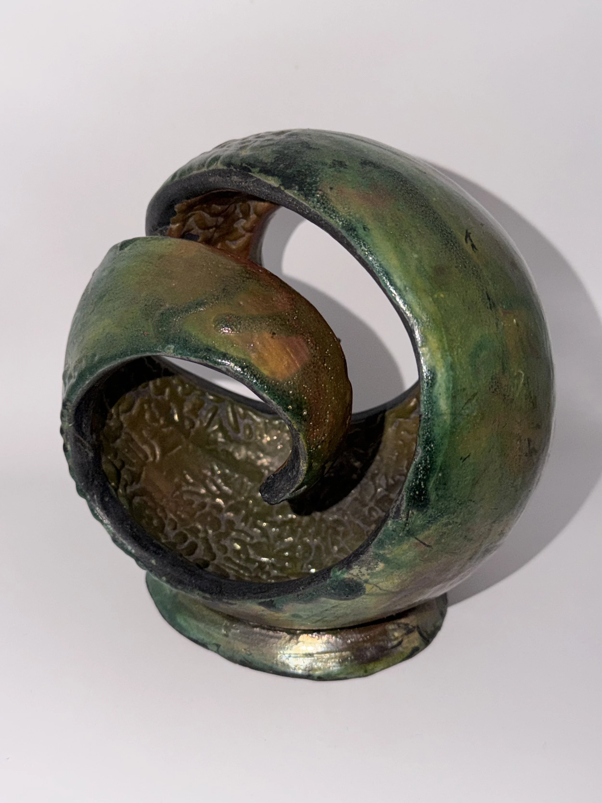 Raku Wave Sculpture~7"