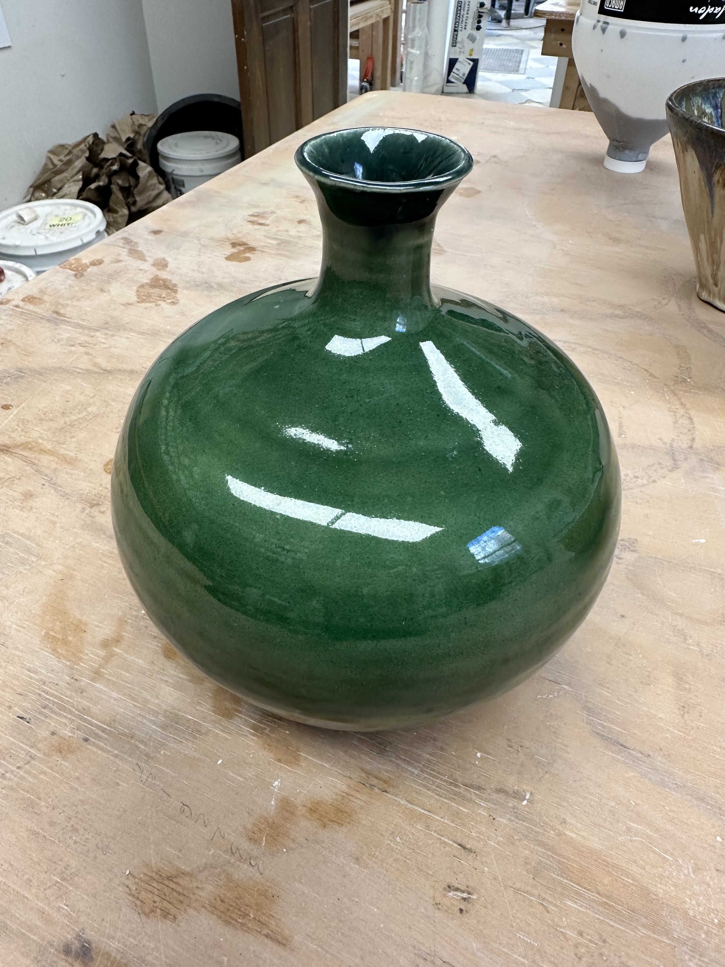 Jade celadon glaze.  So much depth!!  Better picture coming soon!

