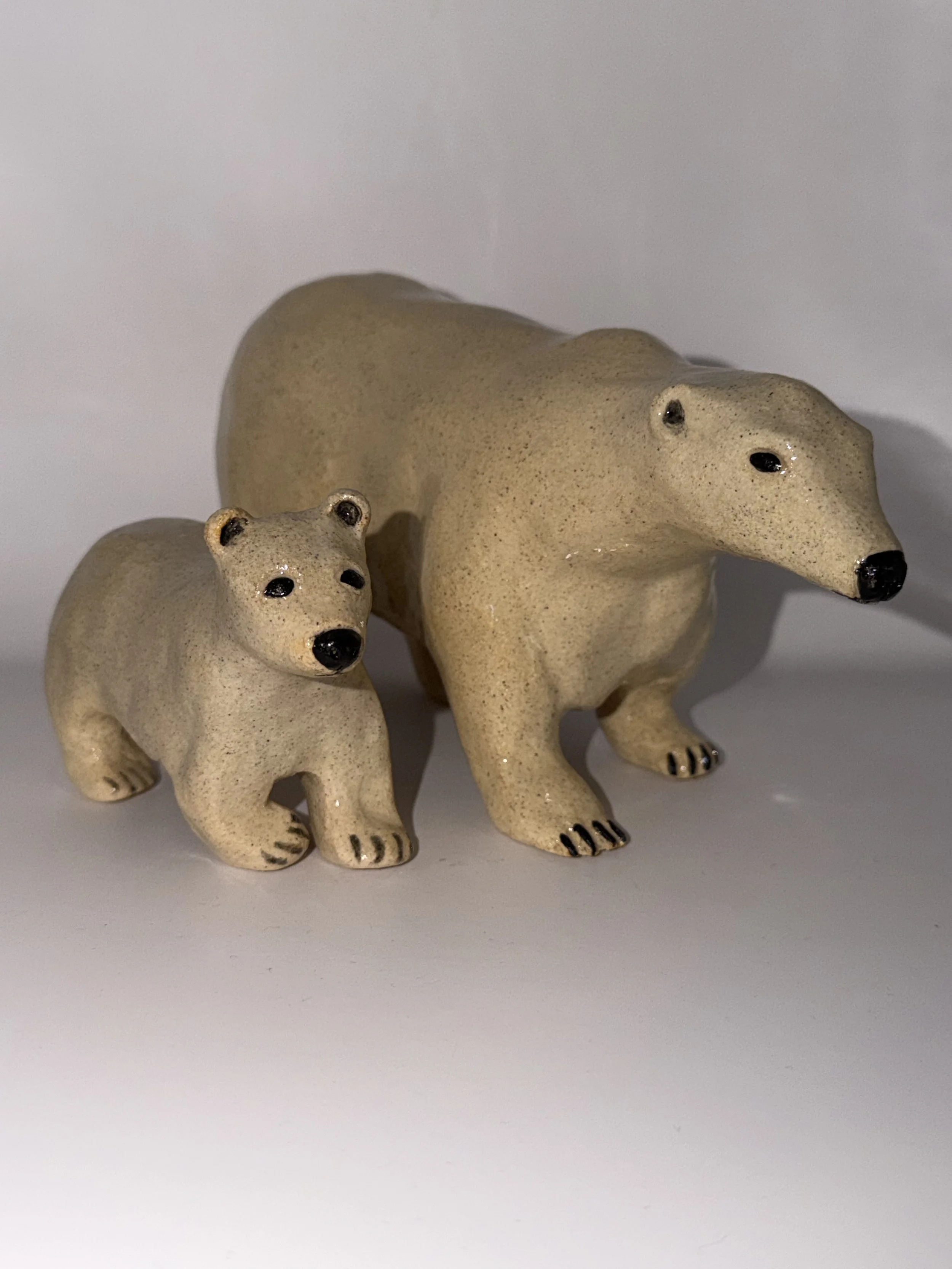 Polar Bear Mom & Cub ~4" high