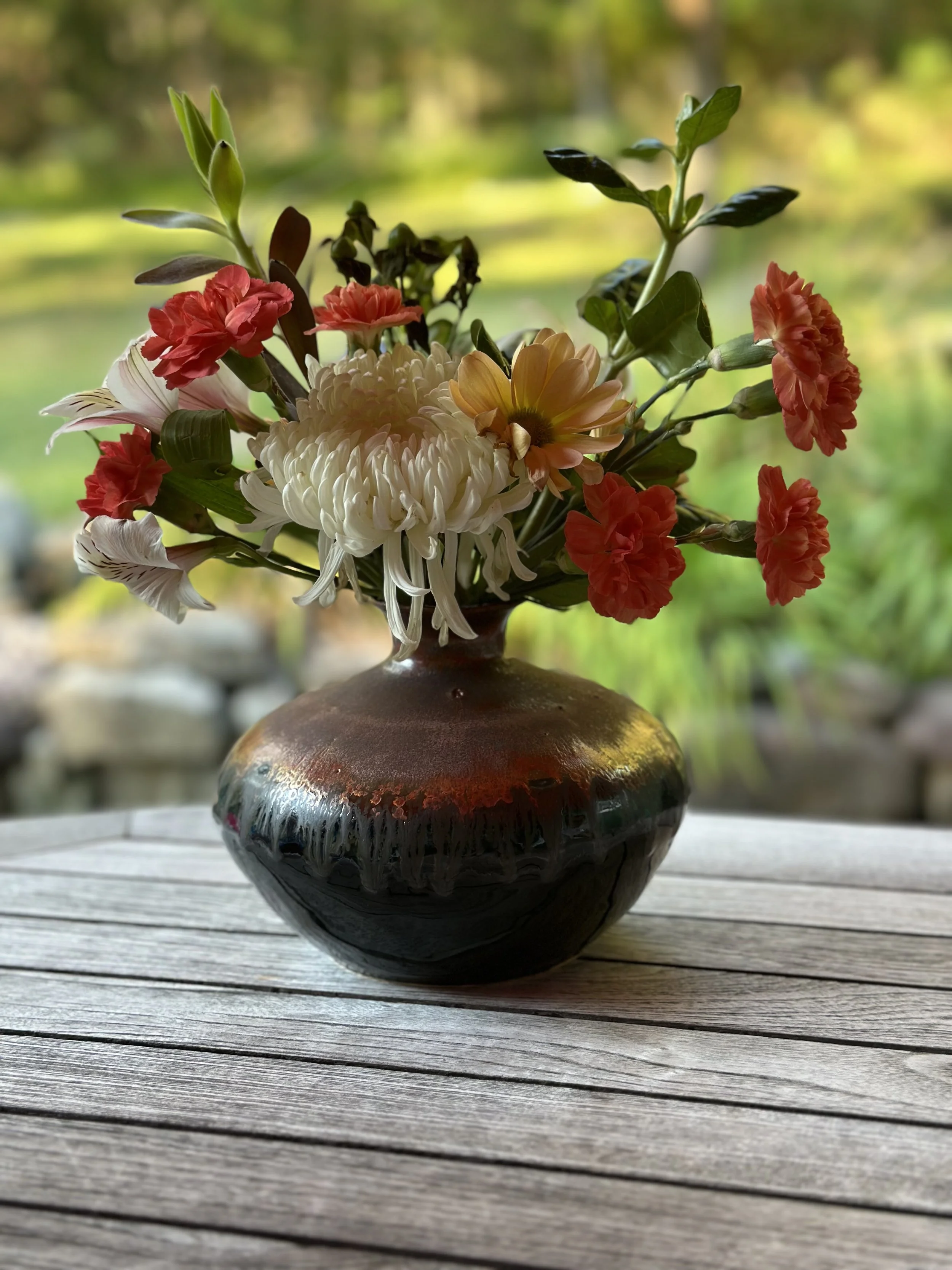 Breathtaking in the sun - copper crystals on a black base.  6 inches high.