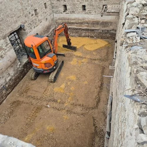 Existing floor excavated