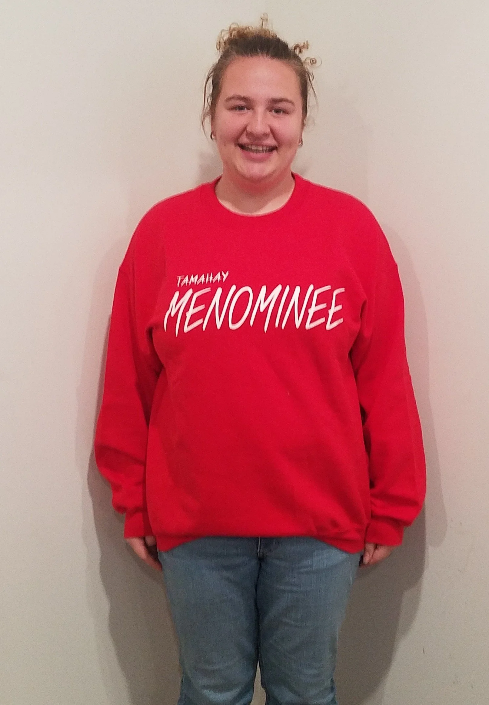 Girl in red sweatshirt