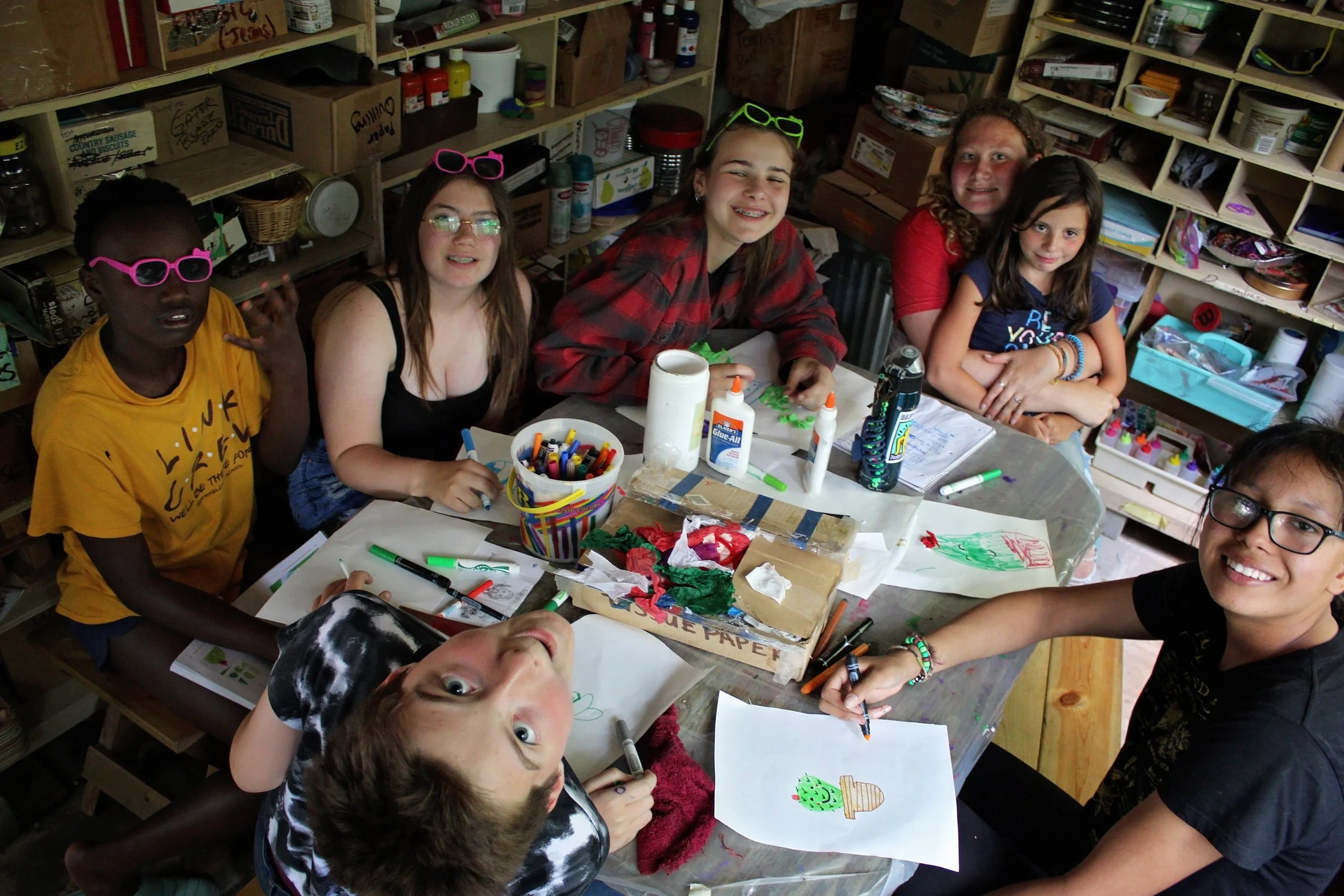 Group of girls in arts and crafts.