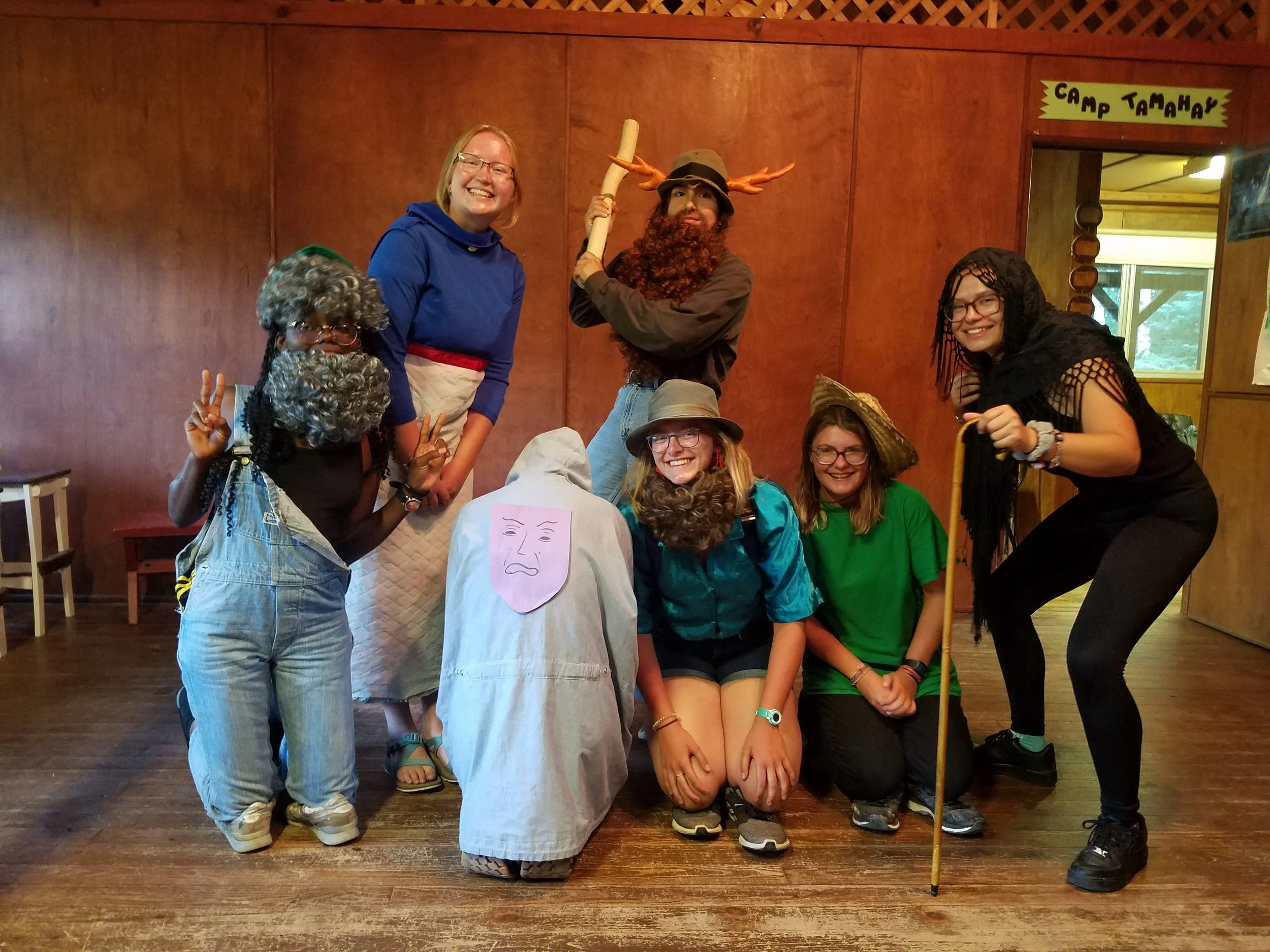 Counselors dressed up for Snow White theme party