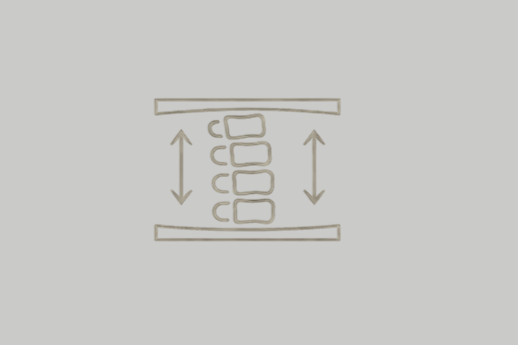 Line drawing of a spring or coil with arrows indicating compression and extension.