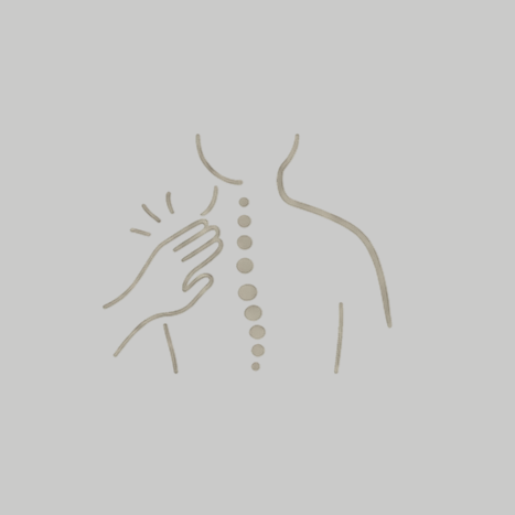 Illustration of a person receiving a back massage or chiropractic adjustment, focusing on the spine.