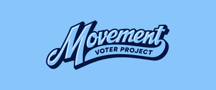 Movement Voter Project logo on a blue background.