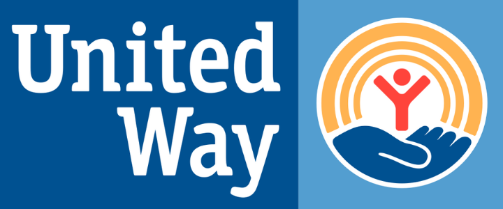 United Way logo with stylized hand holding a person surrounded by radiating lines.