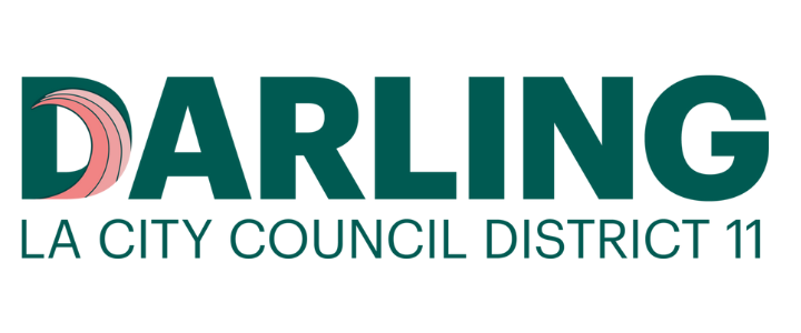 Logo for Darling, LA City Council District 11 with stylized rainbow design.