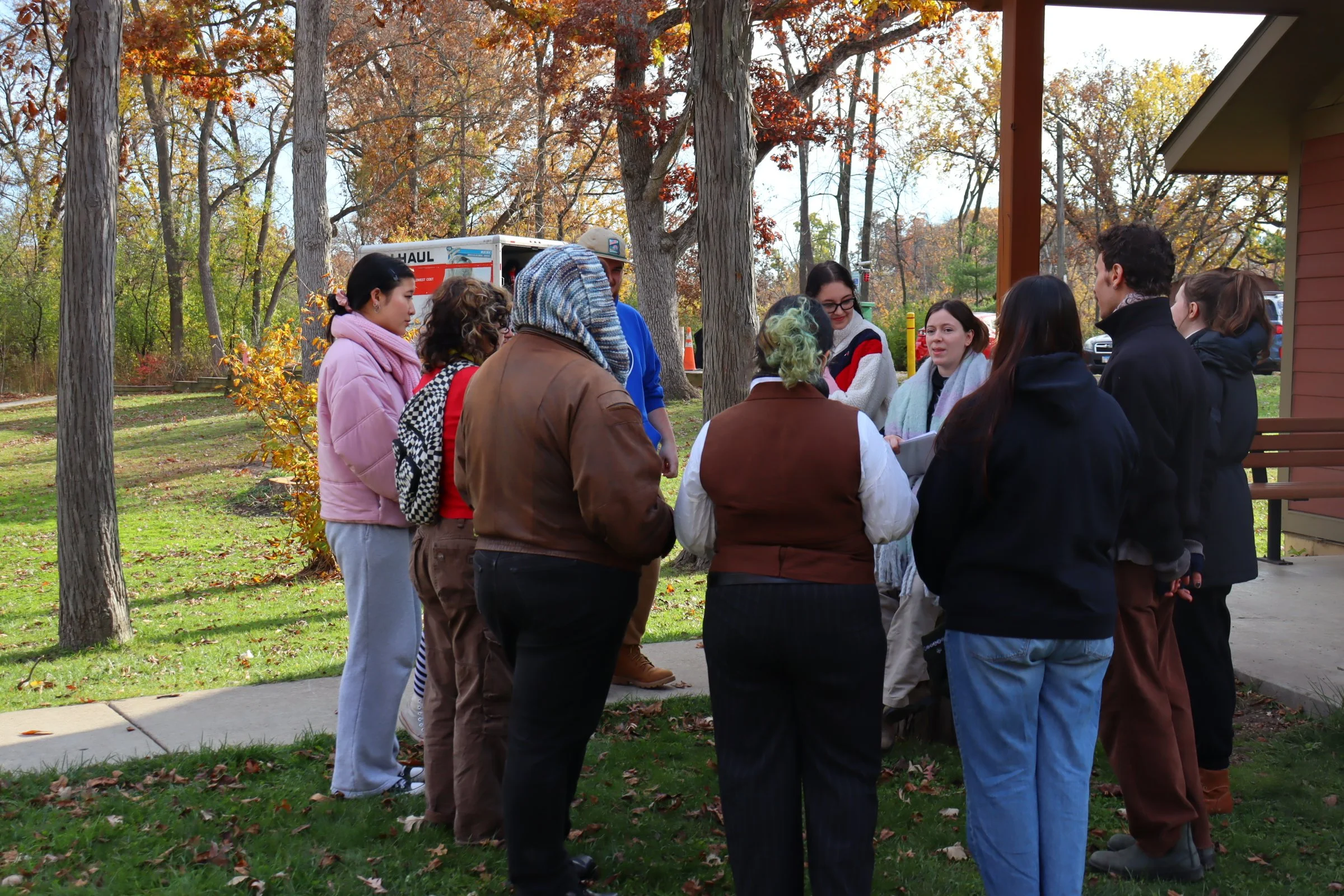 Art department huddle in the beginning of the day 