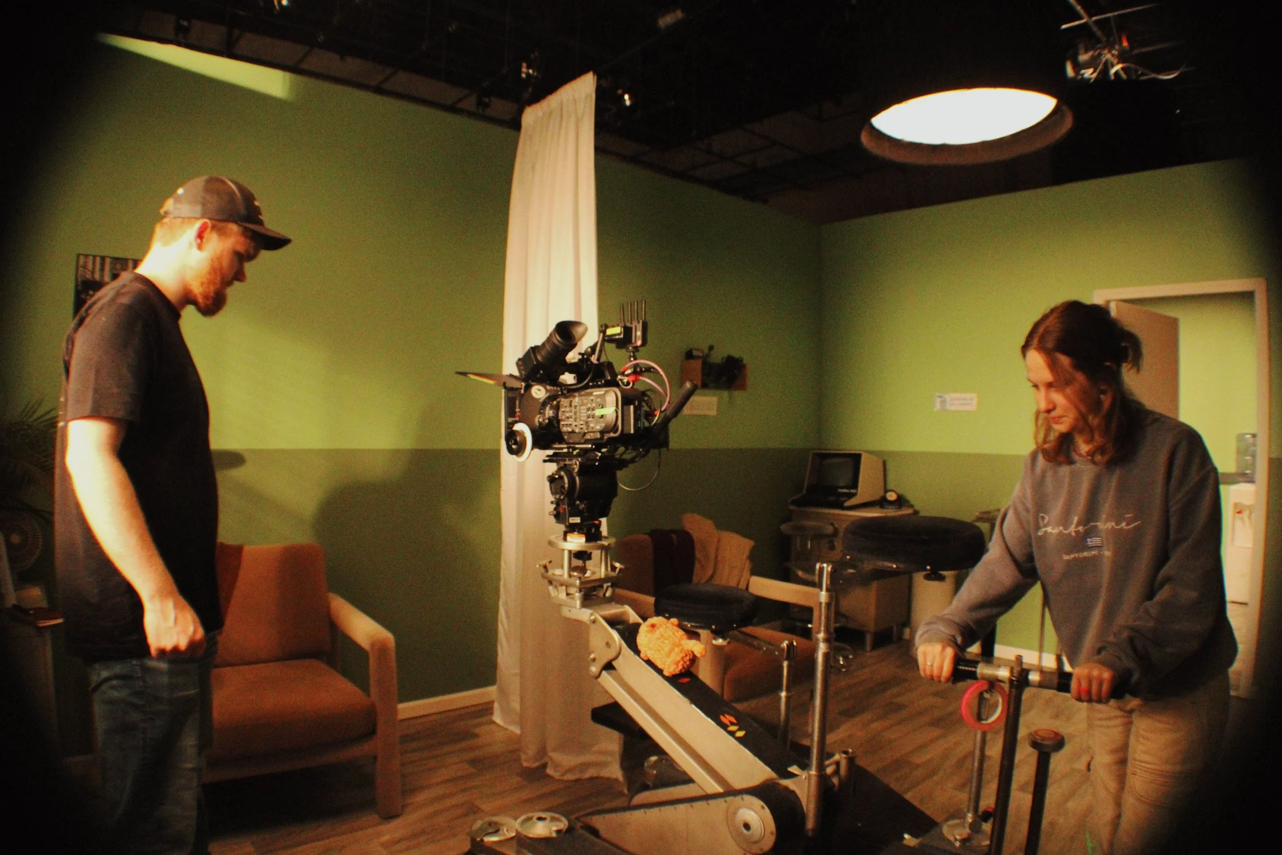 G+E setting up for a dolly shot 