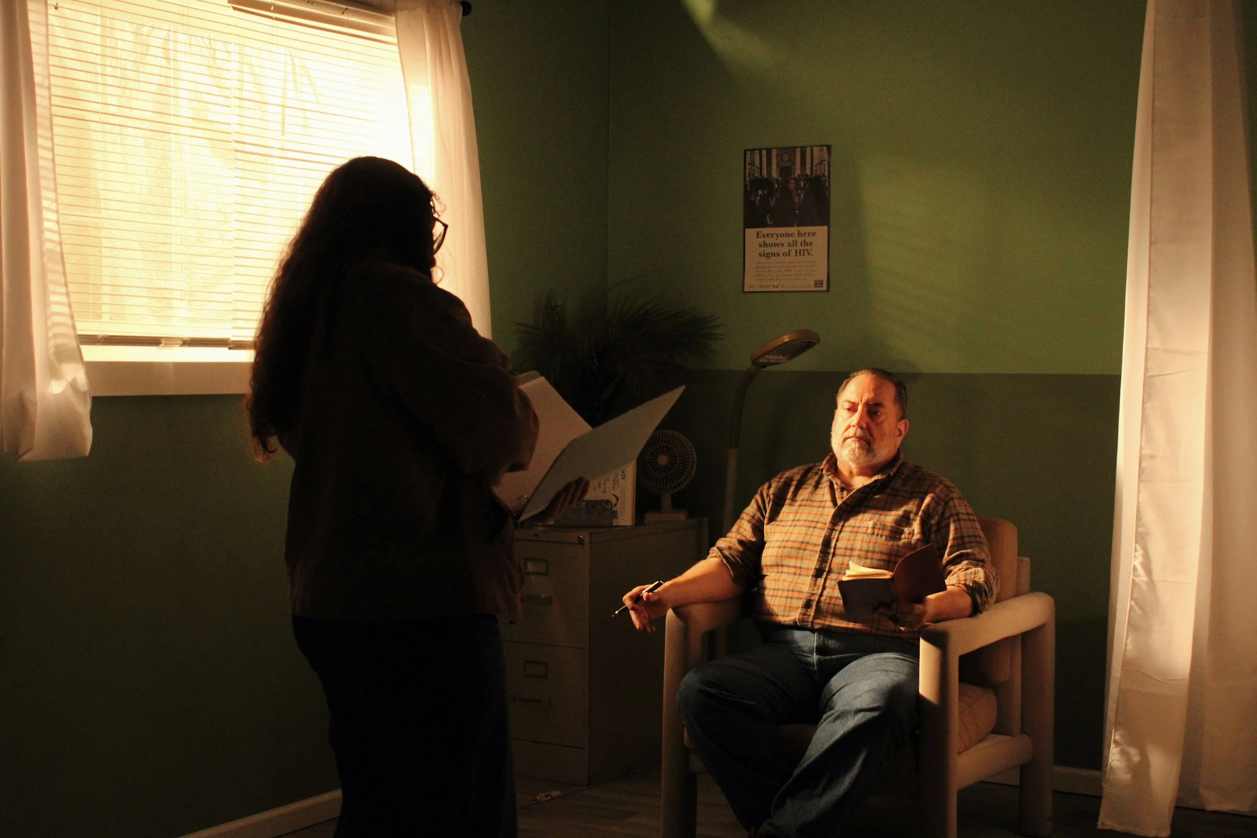 Ally, director write and producer, directing David who plays the main character Johnathan 