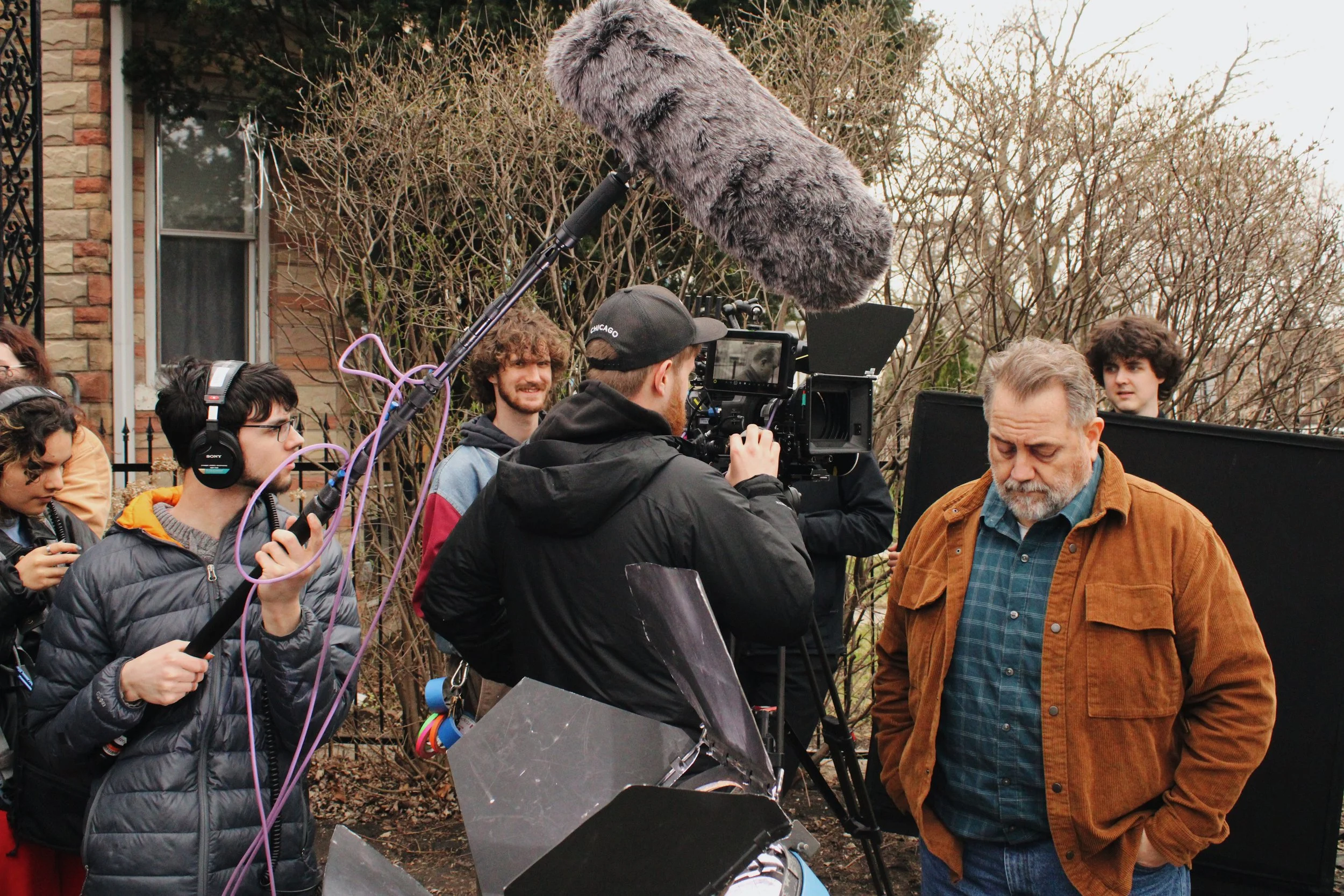 Crew working outside for Day 1 of principle photography 