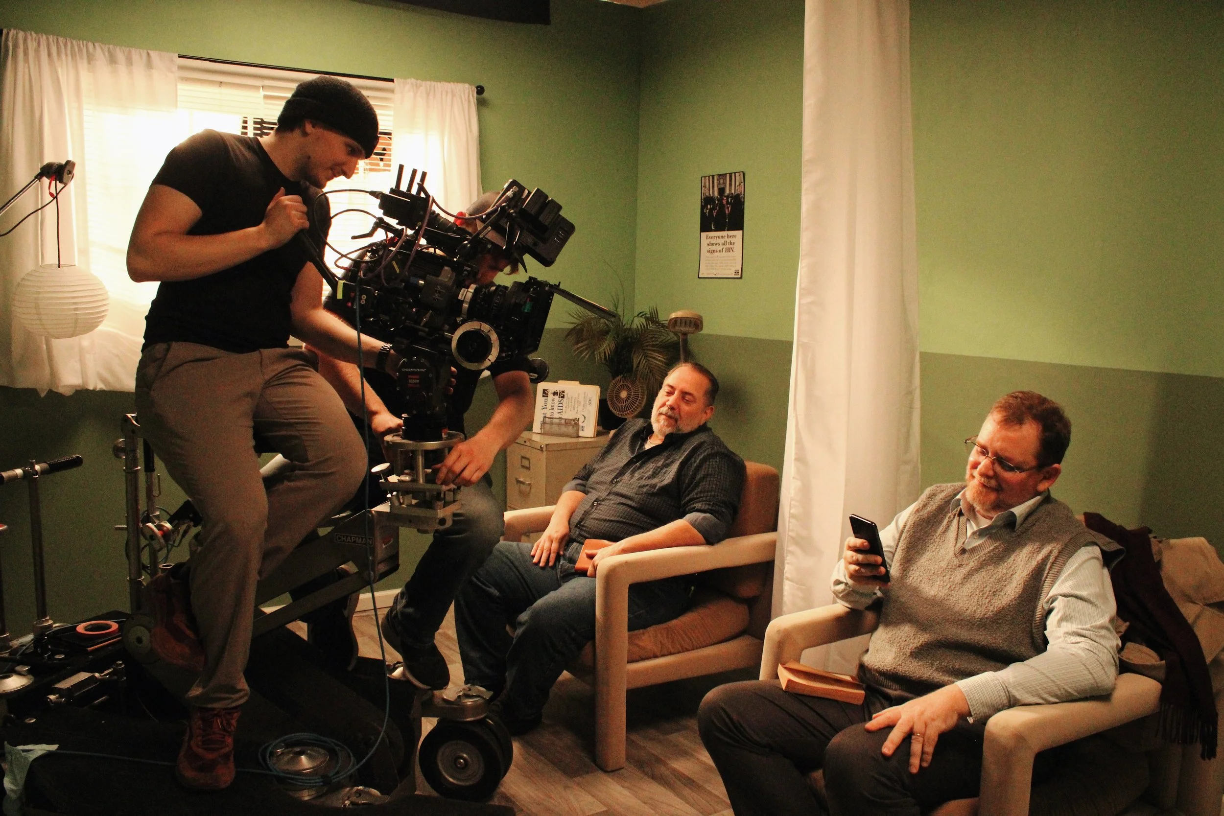 Liam Brise, the director of photography, operating the camera for a close up. 