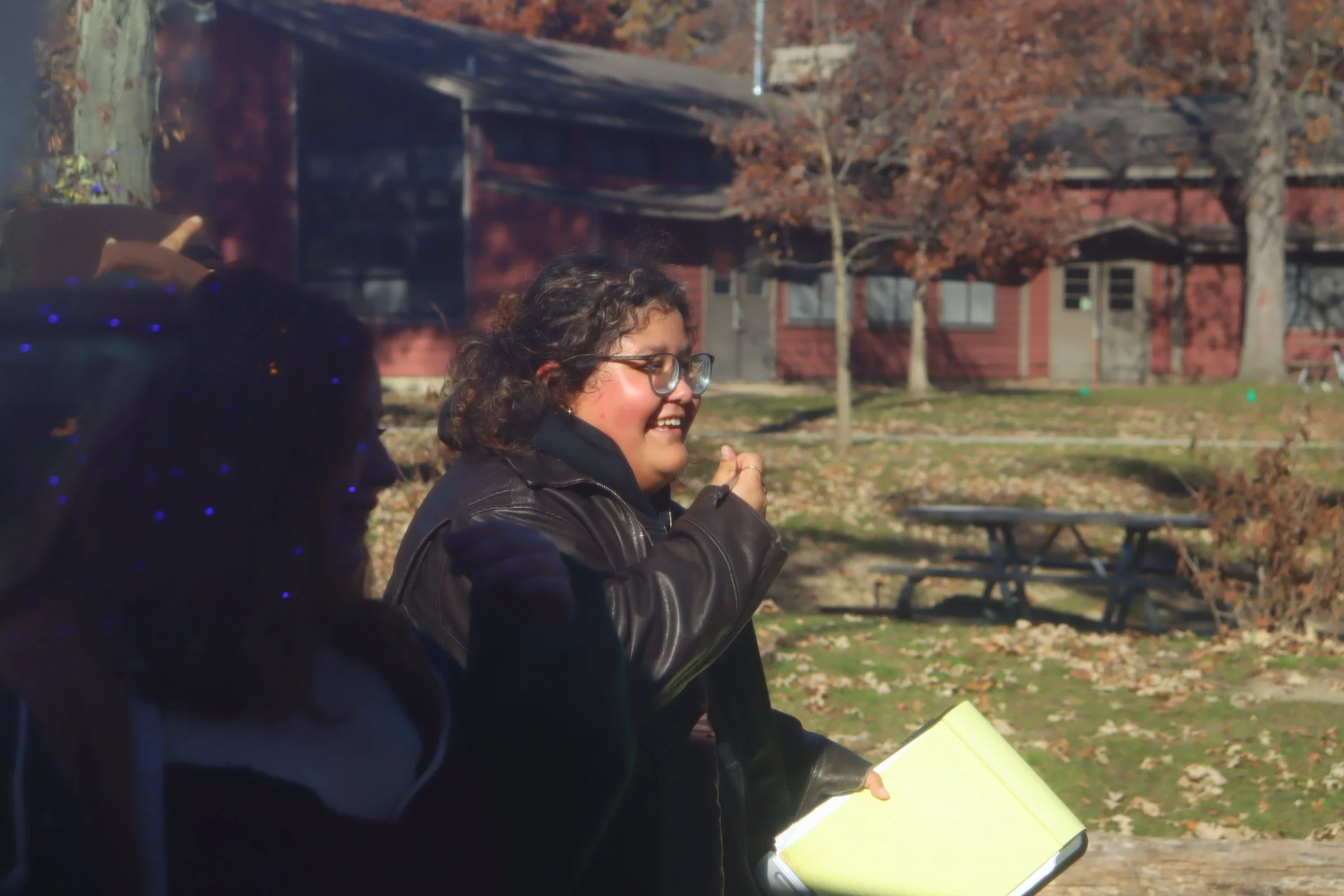 Nely smiling on the last day of principle photography 