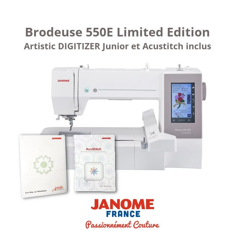 Pack 550 E Limited Edition logiciels Artistic Digitizer Junior et AcuStitch + clé USB avec 30 grands motifs