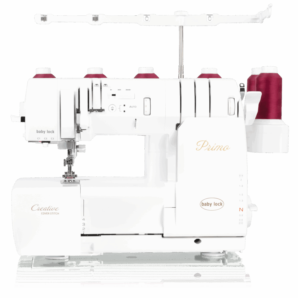 Primo – Recouvreuse à point de recouvrement Top Baby-Lock avec un ou deux fils supplémentaires.