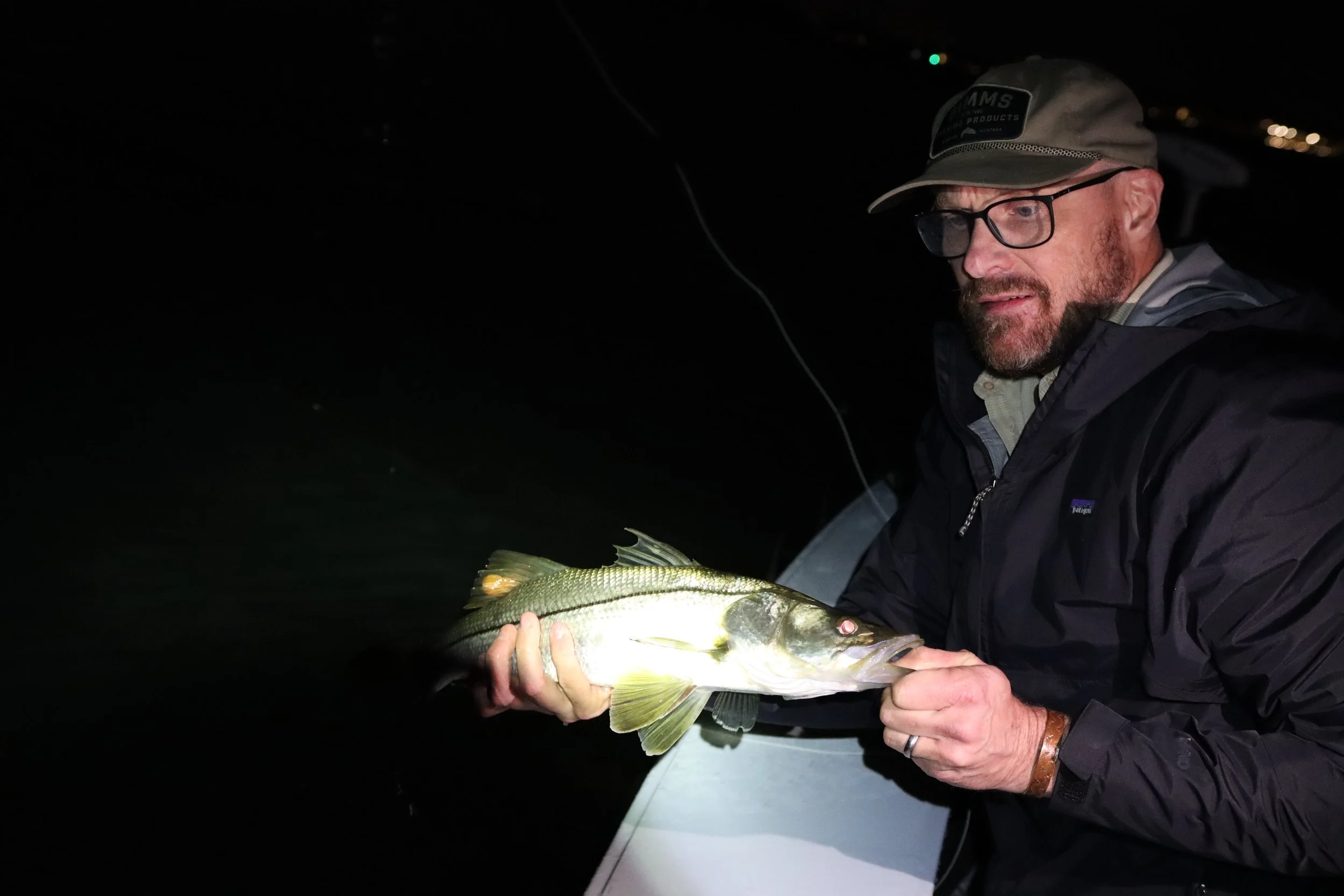 Night time dock light snook fishing